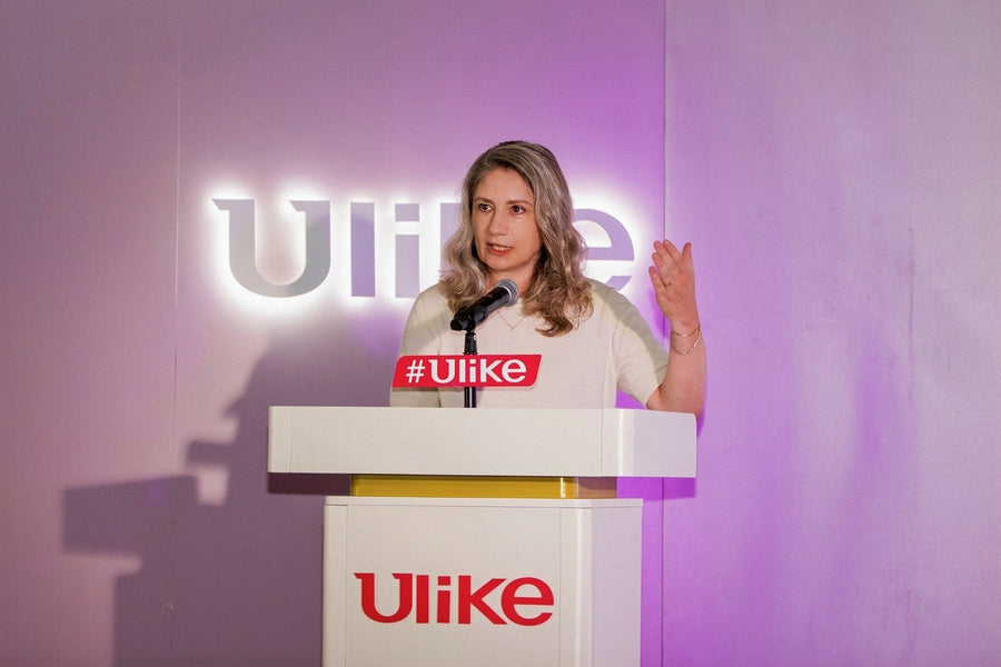 Dr. Anna Mandinova speaking about skin barrier health at Ulike Future Beauty Powered by Light